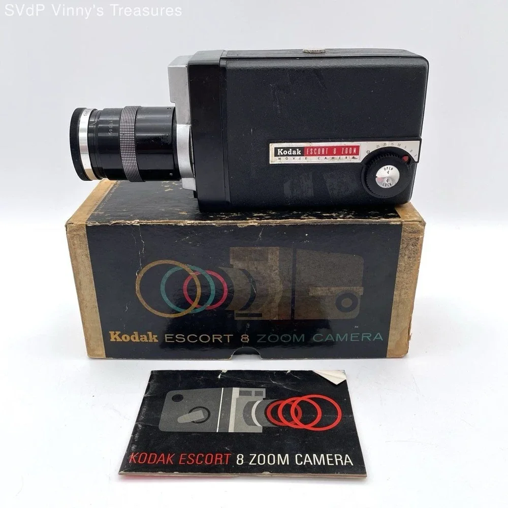Vintage Kodak Escort 8 Zoom Movie Camera w/ Original Box & Manual Untested